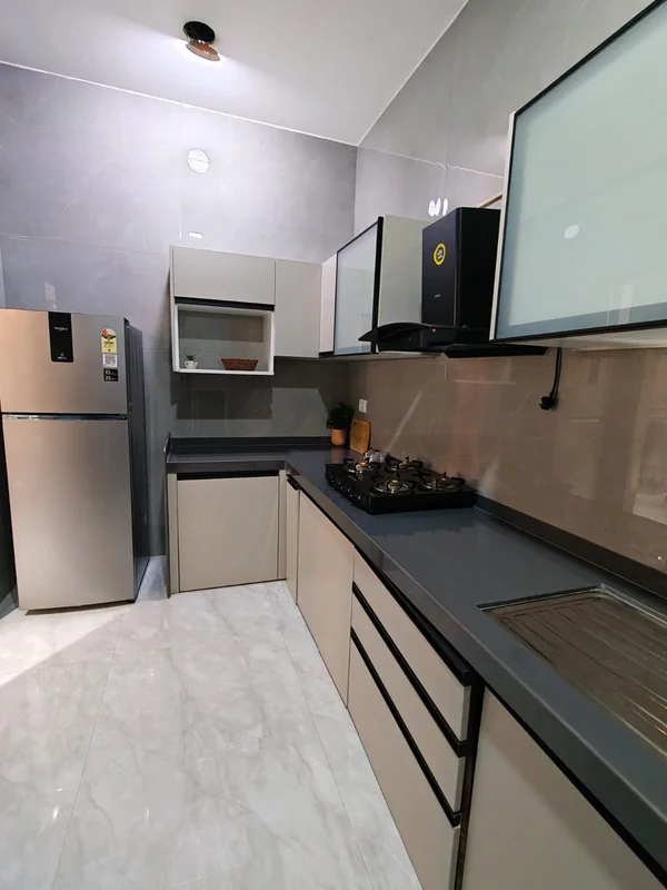 The kitchen in the show home at Provident Palm Vista